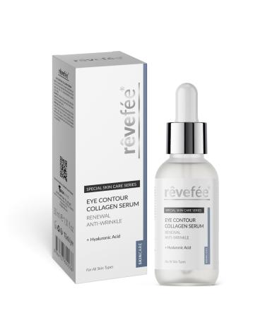 Hydrolyzed Collagen Hyaluronic Acid Hydrating Complex Eye Contour Serum Treatment for Dark Circles Puffy Eyes Wrinkles Under Eye Bags Fine Lines Anti-Aging Renewal Effective Formula