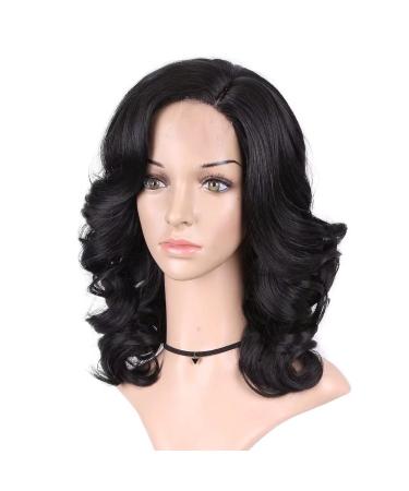 Lady Miranda 16 Loose Wave Lace Part Wig - Black Synthetic Heat Resistant Full Wig for Women - Buy Online on GoSupps.com