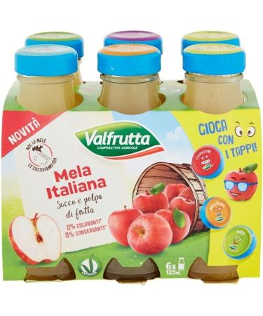 Valfrutta Succhi di Frutta Mela Lot de 48 bouteilles jetables en verre 100 % jus de fruits avec pomme italienne boisson sans alcool 125 ml + 1 bo te de th glac San Benedetto au citron sans sucre - Buy Online on GoSupps.com