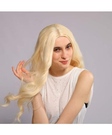 Buy Long Gold Wavy Synthetic Wig for Women | 60s 70s 50s 80s Curly Cosplay Hair - International Shipping Available - Buy Online on GoSupps.com