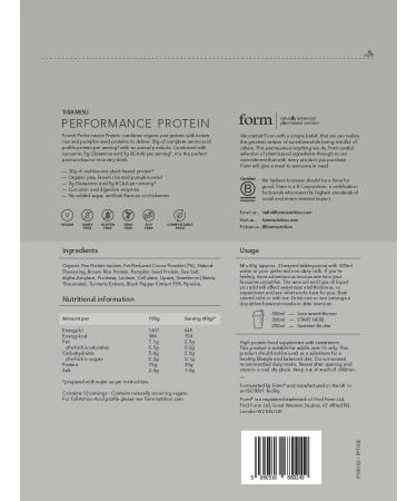 Form Performance Protein - Vegan Protein Powder with BCAAs and Digestive Enzymes - Tiramisu Flavor - 520g Pack - Ideal Post Workout - Buy Online on GoSupps.com