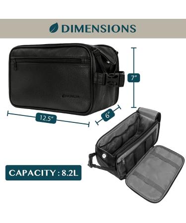 Large Water-Resistant Toiletry Bag for Men | Black PU Leather Dopp Kit Organizer for Grooming & Travel Accessories - Buy Online on GoSupps.com
