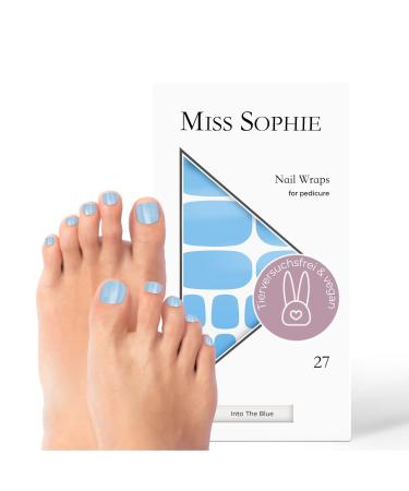 Original Miss Sophie Pedi Wraps I Into the Blue Pedicure I 27 Ultra-D nne nail polish stripes single-colored for tooths I sticks to natural and painted acrylic gel & shellac nails