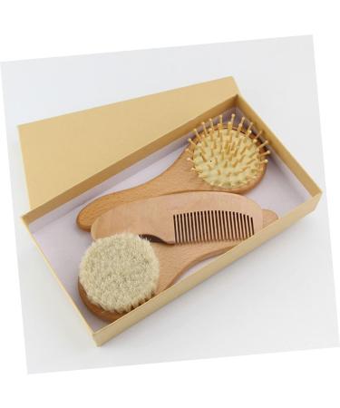 Organic Bamboo Baby Hairbrush Set for Natural Hair Care - Wooden Comb and Soft Wool Bristles for Infant Scalp and Toddler Bathing Essentials - Buy Online on GoSupps.com