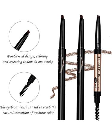 Eyebrow Liner Pencil - Double-Ended Ultra-fine Eyebrow Pencil | PAuto-Rotating Eyebrow Pencil Waterproof Eyebrow Makeup Pencil Liner for Lasting Eyebrow Makeup Light Brown - Buy Online on GoSupps.com