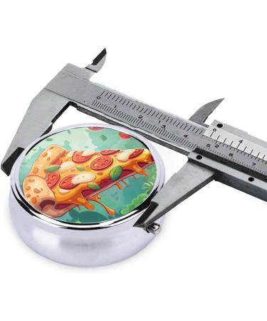 Portable Pizza & Tomatoes Pill Box - Mini 3-Compartment Metal Container for Travel - Hinged Design - Perfect for Small Pills - Black - Buy Online on GoSupps.com