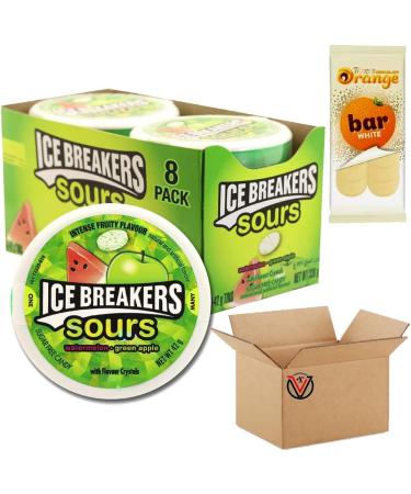 Ice Breakers Fruit Sours Sugar Free 8 x 42g packs Full Box + Terry's White Chocolate Orange Sharing Bar 85g | VIMIX - Buy Online on GoSupps.com