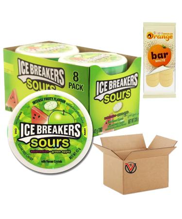 Ice Breakers Fruit Sours Sugar Free 8 x 42g packs Full Box + Terry's White Chocolate Orange Sharing Bar 85g | VIMIX