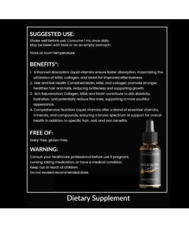 BASK & LATHER GRO & Glow Liquid Vitamin Liquid Collagen for Women Natural Ingredients with Collagen Biotin Msm Beauty Supplement Helps Support Healthy Hair Skin & Nails Cherry Flavor 2 FL Oz - Buy Online on GoSupps.com