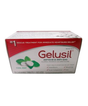 Gelusil Antacid & Anti Gas Tablets for Heartburn Relief Acid Reflux Bloating and Gas Cool Mint - 100ct Blister Pack