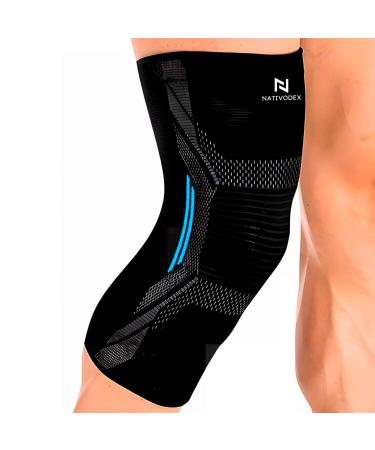 Nativodex Kniebandage compression for women and men anti-slip compression sports kneeze for relaxation in meniscus tear ACL and arthritis blue M