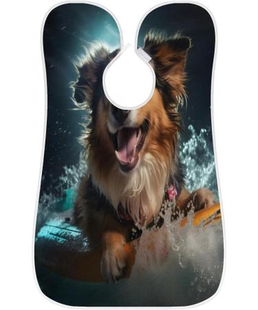 Happy Surfing Dog Beard Bib Apron | Beard Hair Catcher for Men | Ideal Father's Day & Christmas Gifts for Dad | 2 Suction Cups Included - Buy Online on GoSupps.com