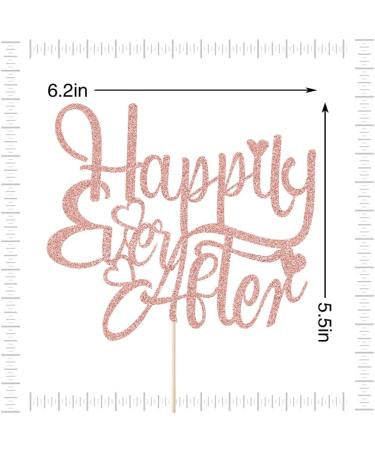 Crseniny Happily Ever After Cake Topper Wedding Anniversary Cake Topper for Wedding Engagement Bridal Shower Bachelorette Party Vow Renewal Anniversary Party Decoration Supplies (Rose Gold Glitter) - Buy Online on GoSupps.com