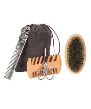 Premium Novel Beard Brush Set | Double-Sided Comb & Scissors Repair Kit for Hair & Beard Care - International Shipping Available - Buy Online on GoSupps.com