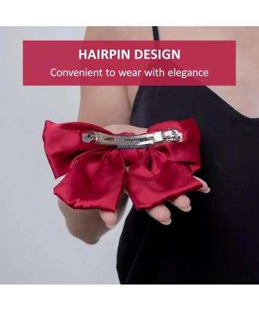 XdealCozyxc Red Hair Bow Bow Hair Clip French Hair Clips with Ribbon Solid Red Hair Barrette Clips Soft Satin Silky Hair Bows for Women Girls - Buy Online on GoSupps.com
