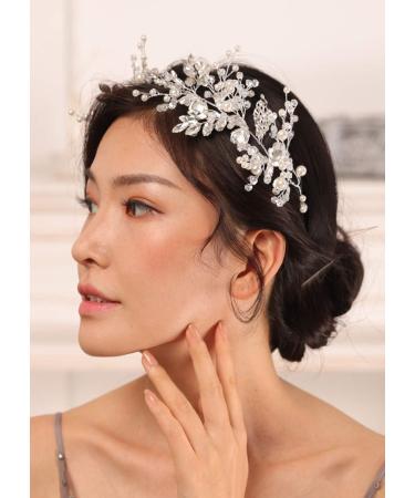 Kercisbeauty Crystal and Pearl Headband for Women Wedding Bridal Headpiece Jewelry Art Deco Handmade Heavy Hair Accessories Collection - Buy Online on GoSupps.com