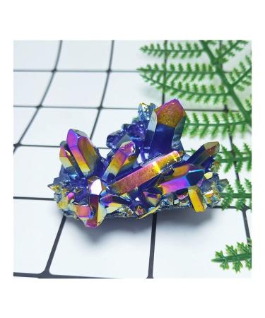 Natural Crystal Cluster Blue Electroplating Quartz Stone Crystals Home Decor Full of Texture (Size : 100g)