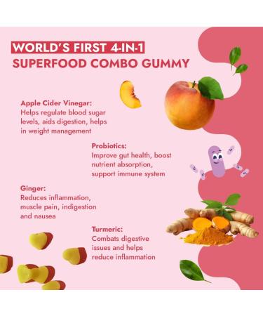 Buy SkinnyMint Super ACV Gummies | 4-in-1 Apple Cider Vinegar Probiotics Turmeric & Ginger for Gut Health Digestion Metabolism & Immune Support - 60 Count - Buy Online on GoSupps.com