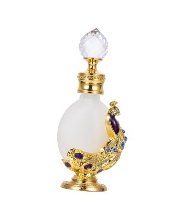 Beatifufu 1pc Peacock Essential Oil Bottle Liquid Holder Liquid Dispenser Dropper Bottle Liquid Bottle Women Perfume Bottle Empty Perfume Bottle Home Perfume Bottle Glass Empty Holder 3.1x10.5cm Golden