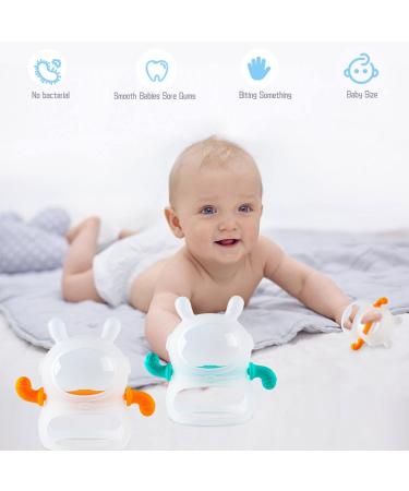 Silicone Baby Teething Toys 2 Pack for Babies 0-6 Months - Anti-Drop Space Rabbit Teether for Infants - BPA Free - Buy Online on GoSupps.com