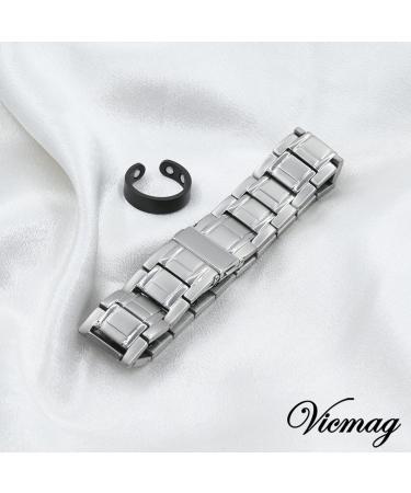 Buy Vicmag Magnetic Bracelet for Men - Three Rows Titanium Steel with Folding Clasp & Adjustment Tool - Silver - Buy Online on GoSupps.com
