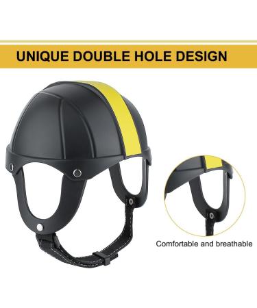 Pet Motorcycle Helmet for Dogs & Cats | Adjustable Chin Straps | Outdoor Bike Safety Cap in Black & Yellow - Buy Online on GoSupps.com