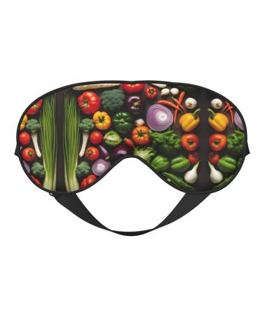 Introduction of Various Vegetables Print Ultra-Soft Light-Blocking Eye Mask for Optimal Comfort and Restful Sleep