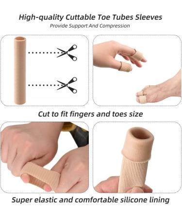 VIOCIWUO Toe Tube Sleeve Protectors 4Pcs with Gel Lining Pad - Relieve Toe Pressure Pain - Buy Online on GoSupps.com