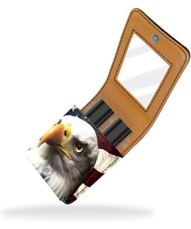 Travel Lipstick Organizer Case with Mirror - Portable Makeup Bag | American Eagle USA Flag Design - Buy Online on GoSupps.com