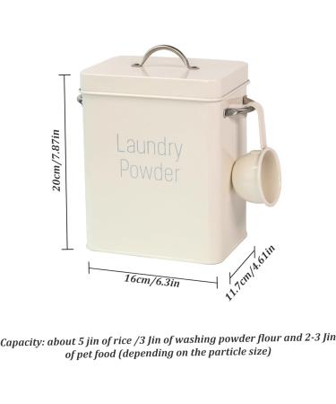 Washing Powder Box 4L Retro Washing Powder Storage Tin with Spoon Sealed Laundry Powder Storage tin Anti-rust Washing Powder Can Detergent Storage Washing Powder Box for Laundry White White + S - Buy Online on GoSupps.com