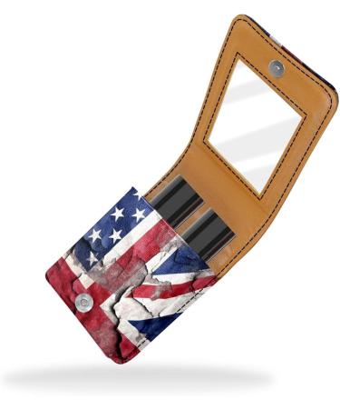 Travel Lipstick Organizer Case | Portable Makeup Bag with Mirror | Vintage American Flag Design - B176l5hami - Buy Online on GoSupps.com