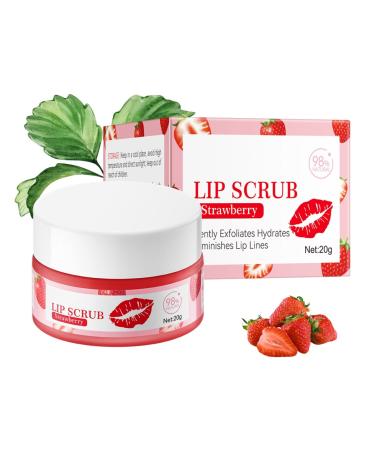 Strawberry Lip Scrub Exfoliator - Natural Lip Exfoliator Scrub for Hydration and Softening Diminishes Lip Lines Brightens and Softens Lips 20g - Perfect Lip Care Treatment