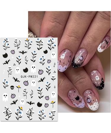 JMEOWIO 9 Sheets Halloween Nail Art Stickers Decals Self-Adhesive Cute Pink Flower Ghost Nail Supplies Nail Art Design Decoration Accessories - Buy Online on GoSupps.com