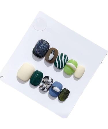 Handmade Long and Short Nail Patches for Artificial Nail Enhancement(Color:19514 Size:S)
