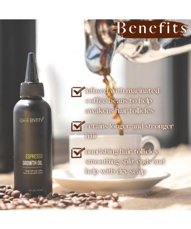 Edge Entity Espresso Hair Growth Oil | Vit C, Avocado Oil, & Coffee Blend for Thinning Hair | Treats Dry Scalp | Ideal for Kinky, Curly, Coily 4A, 4B, 4C Hair Types - Buy Online on GoSupps.com