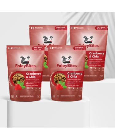 Foley Bites Cranberry & Chia (4-Pack) Premium Baked Dog Treats Made in Canada All- Natural Ingredients Plant Based Grain Free Human Grade Vegan Dog & Puppy Training Treats 400g / 14.1oz Foley Bites Cranberry & Chia 400 g (Pack of 4)