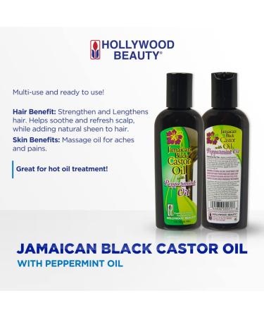 Hollywood Beauty Jamaican Black Castor Oil with Peppermint Oil 3 Oz (Pack of 2) - 6 Fl Oz Total - Buy Online on GoSupps.com