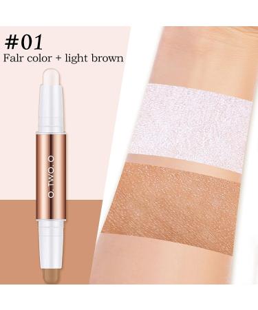 UIIOPJIOM Dual Cream Contour & Highlighter Stick Bronzer - Long Lasting & Waterproof Makeup Kit - Fair/Light Brown Shade - Perfect Gift Idea - Buy Online on GoSupps.com