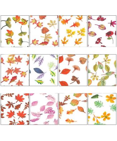 12 Boxes DIY Manicure Wood Pulp Flakes Simulation Leaf Autumn Nail Art Sequins Holographic Maple Leaves Nail Paillettes