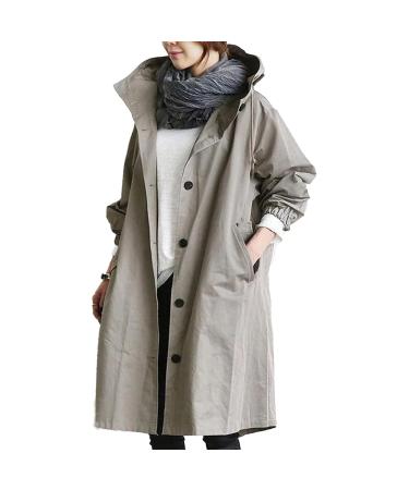 Medium Length Windbreaker Coats for Women Spring Autumn 2023 Stylish Trench Coat Women's Casual Lightweight Jacket X-Large Grey