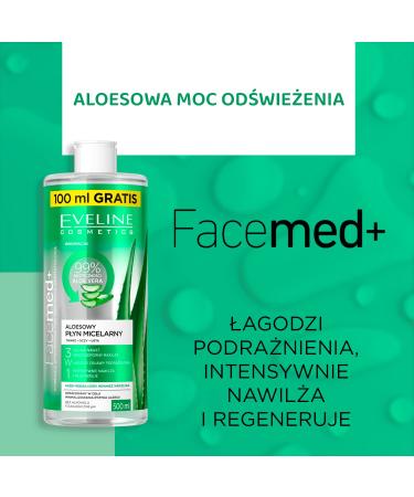 Eveline Cosmetics Facemed+ Aloe Vera Micellar Liquid 3in1 | Refreshing & Soothing | 400ml - International Shipping Available - Buy Online on GoSupps.com