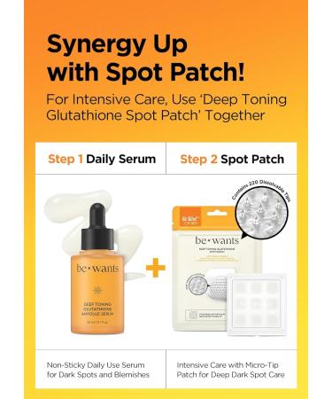 bewants Deep Toning Glutathione Ampoule Serum | Korean Skincare with Vitamin C & Calendula Extract Oil 1.01 fl.oz + 0.33 fl.oz (2 Pack) Glutathione Serum 2 Pack - Buy Online on GoSupps.com