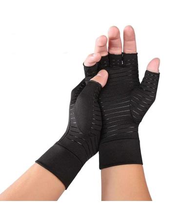 JADE KIT Copper Arthritis Gloves, Compression Gloves for Hands and Fingers Rehabilitation, Arthritis Gloves for Women Men Relief Hand Pain of Arthritis, Swelling, Carpal Tunnel - Size Medium Medium (1 Pair) Black-M
