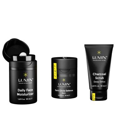 Lumin Skin Care Set Routine for Men - Boss Trio - Men's Facial Care Kit Men's Skincare Routine Banish Dark Circles Puffiness Clogged Pores - 2 Month Supply