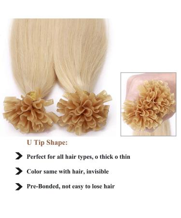 SEGO Bondings Extensions - Real 1G Keratin U-Tip Remy Human Hair - 50 Strands Light Blonde #613 - 16 (40cm) - 50g - Buy Online on GoSupps.com