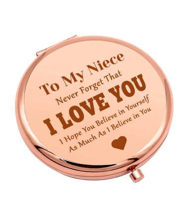 Niece Gifts from Aunt Uncle Niece Birthday Gifts for Niece Compact Mirror for Encouragement Gifts for Niece Inspirational Gift Folding Makeup Mirror Graduation Christmas Wedding Gifts