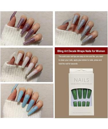 AUklOPVZZ 1 Set French Tip Press on Nails Solid Color Extension Shimmer Fingernails Decals Full Cover Salon Gifts Manicure Kit H33-green jelly glue - Buy Online on GoSupps.com