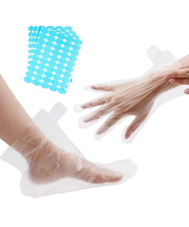 Paraffinwachs-Badeset 200 paraffin baths 100 transparent gloves and 100 pieces of baby shoes plastic protection inlays for paraffin wax hot spa salon hair dye hand protection gloves