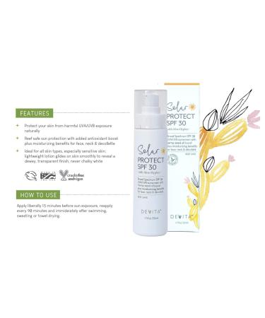 DeVita Solar Protect SPF30 Sunscreen for Face, Neck & Decollete - Vegan Age-Defying Moisturizer with Aloe-Hyplex - UVA/UVB Protection for Dry, Mature, Normal Skin - Buy Online on GoSupps.com