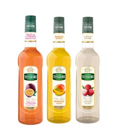 TEISSEIRE Exotic Syrups - Passion Fruit, Mango, Lychee - 2x70cL and 1x1L